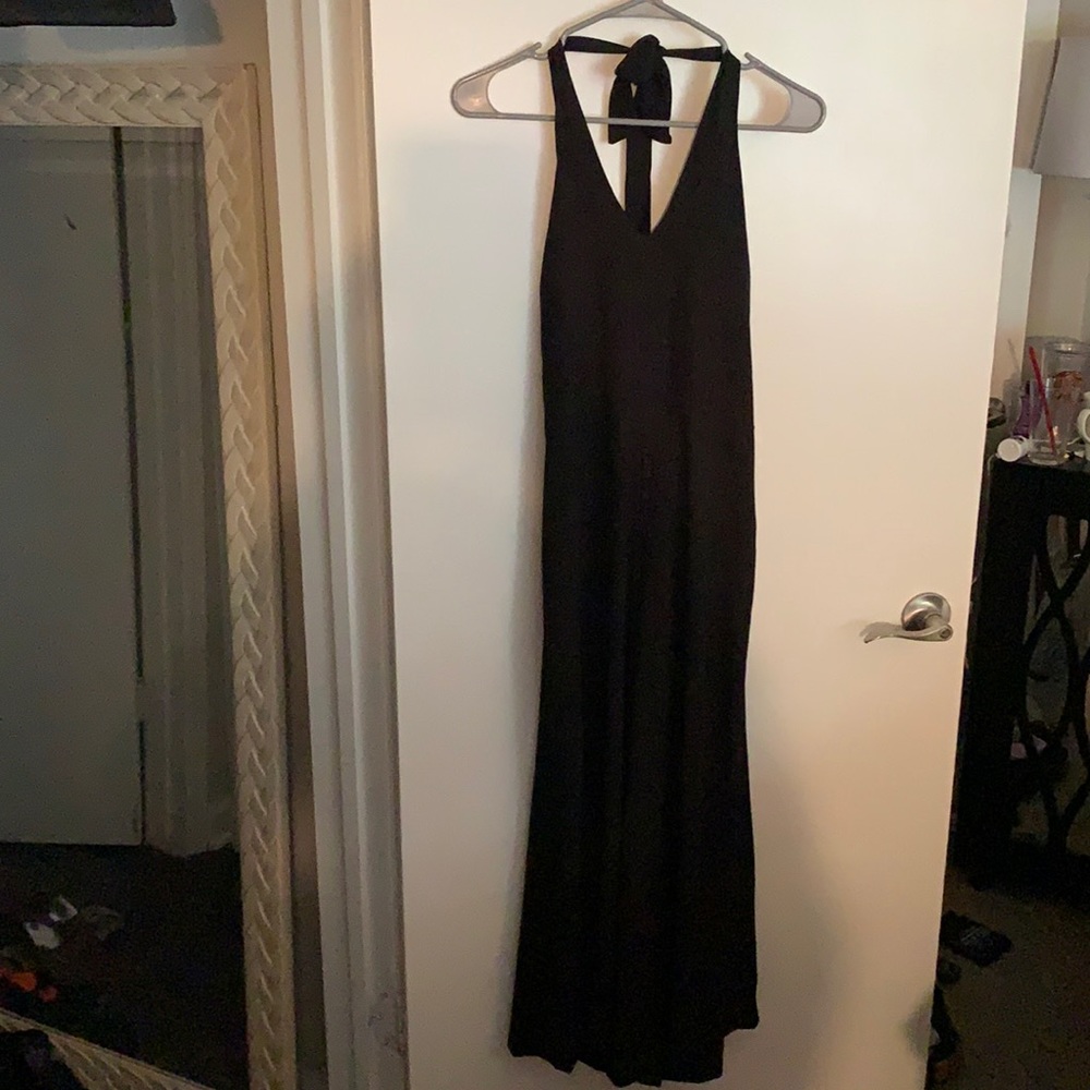 Black, halter, backless, wide leg, Small, Abbeline jumpsuit
